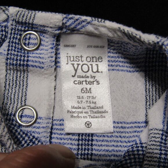 Just One You Carters 3-6 Month 2 Piece Outfit blue plaid shirt with red shorts - Picture 4 of 6